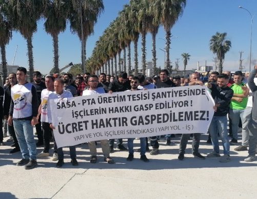SASA inşaat işçilerinden eylem: İki aydır maaş alamıyoruz