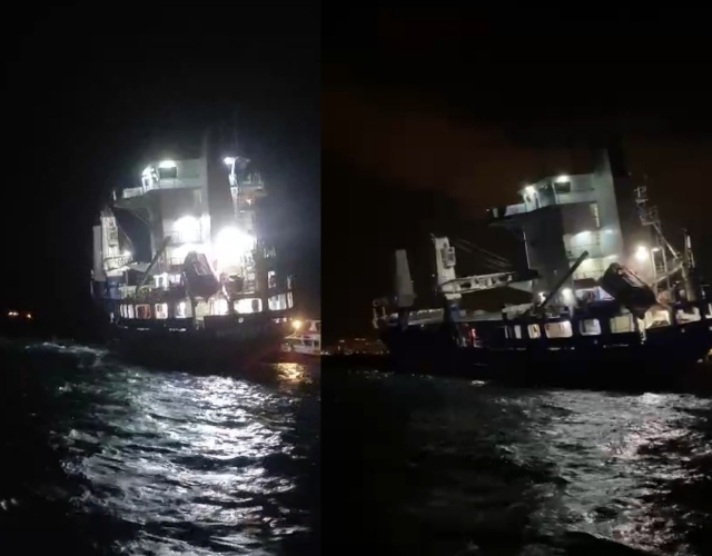 Mersin’de yan yatan geminin içindekiler için tahliye başlatıldı