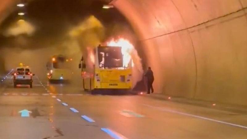 Bomonti Tüneli’nde İETT otobüsünde yangın çıktı