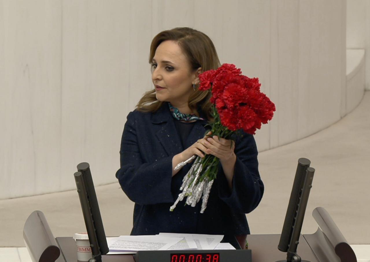 Ayşegül Doğan Meclis kürsüsünde Roboski’yi 34 karanfille andı