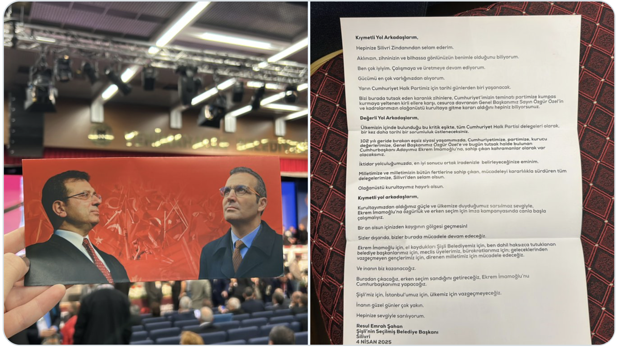 Resul Emrah Şahan’dan CHP Kurultayı’na mektup