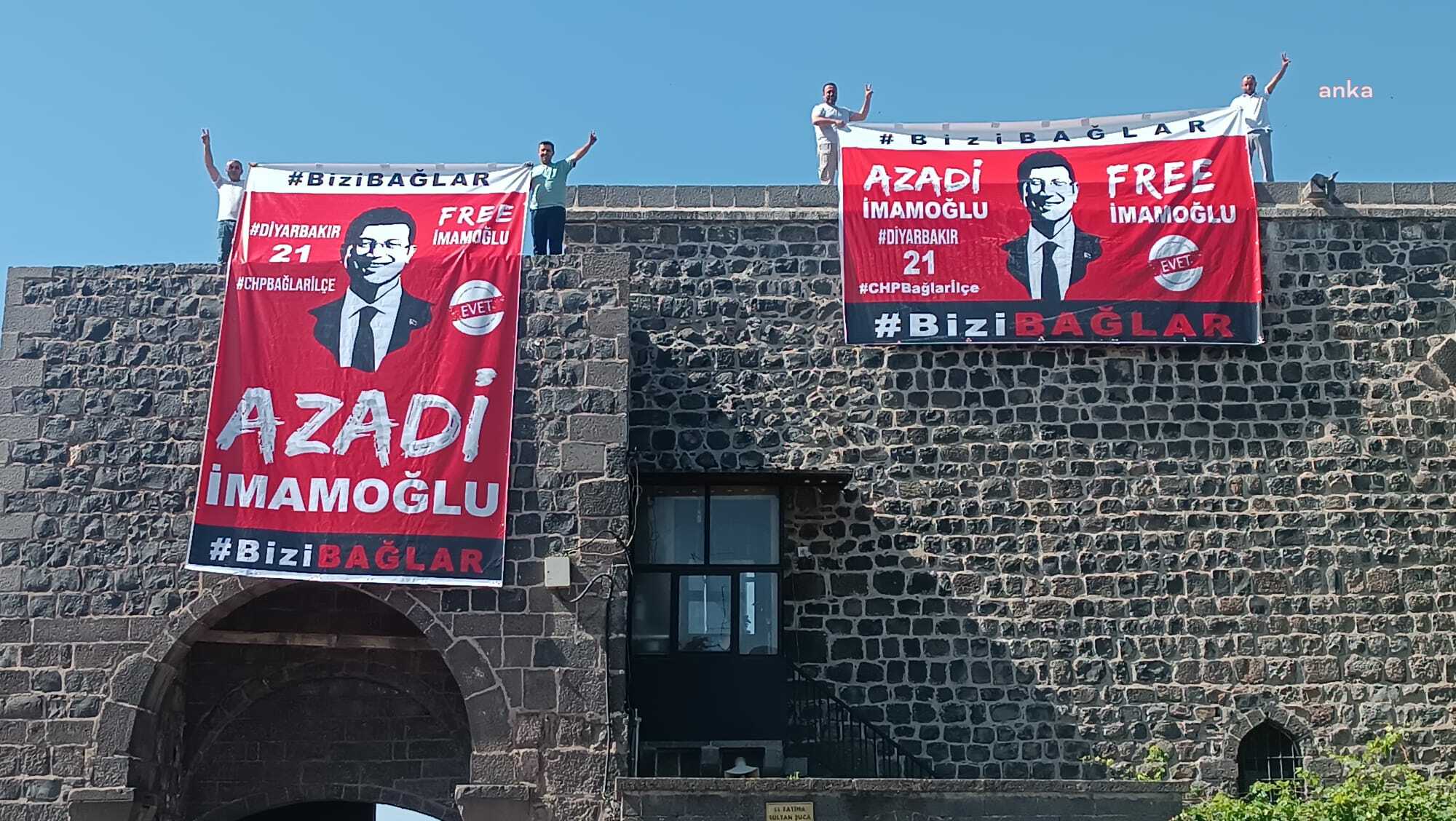 Diyarbakır surlarına İmamoğlu’nun pankartını asan CHP’lilere 2 bin 953 lira ceza