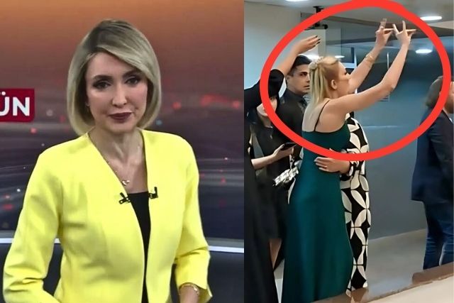 TRT spikeri ödül töreninde yönetmene saldırarak bozkurt işareti yaptı