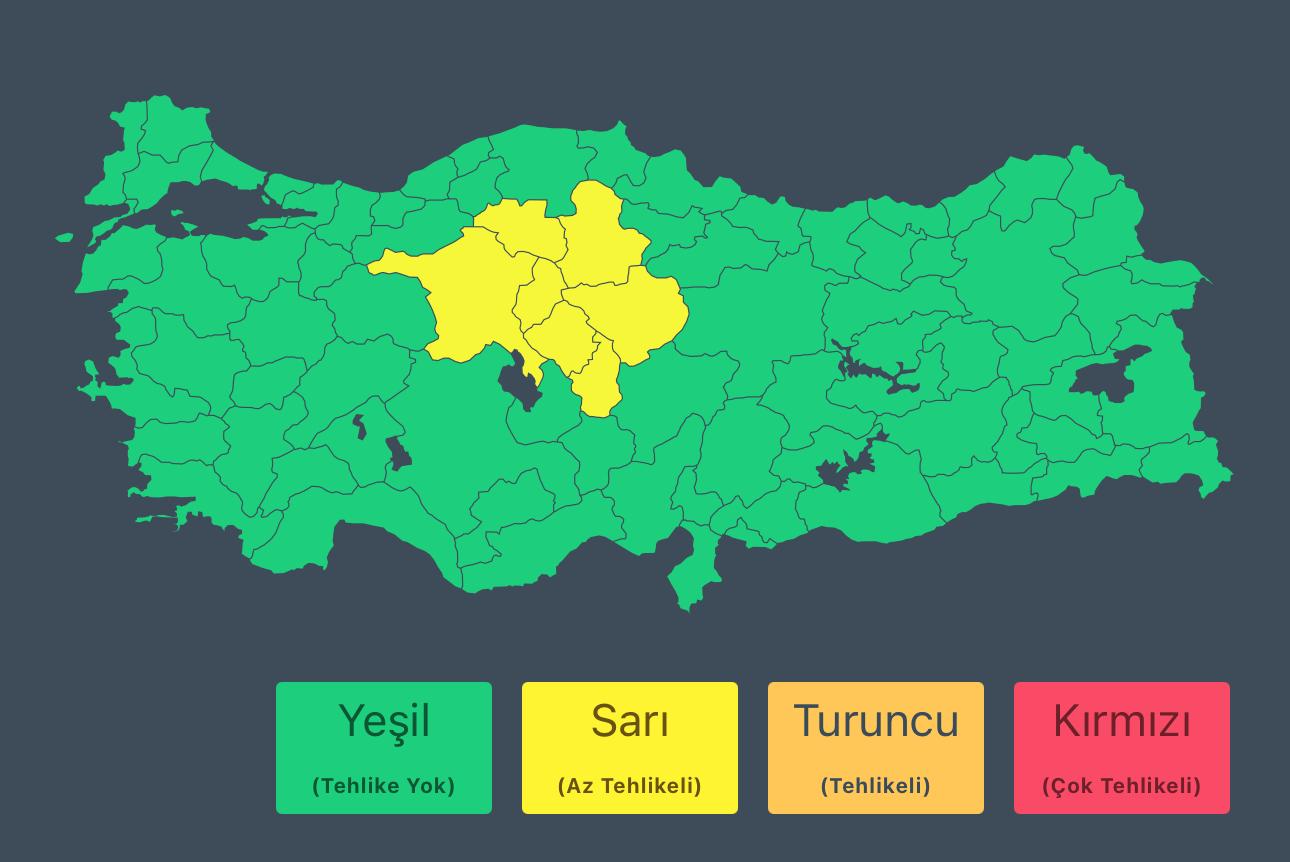 İçişleri Bakanlığı’ndan yağışlara ilişkin açıklama: 7 ilimiz için sarı uyarı verilmiştir