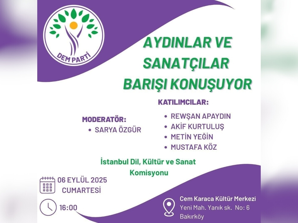 Aydınlar ve sanatçılar barış için İstanbul’da bir araya geliyor