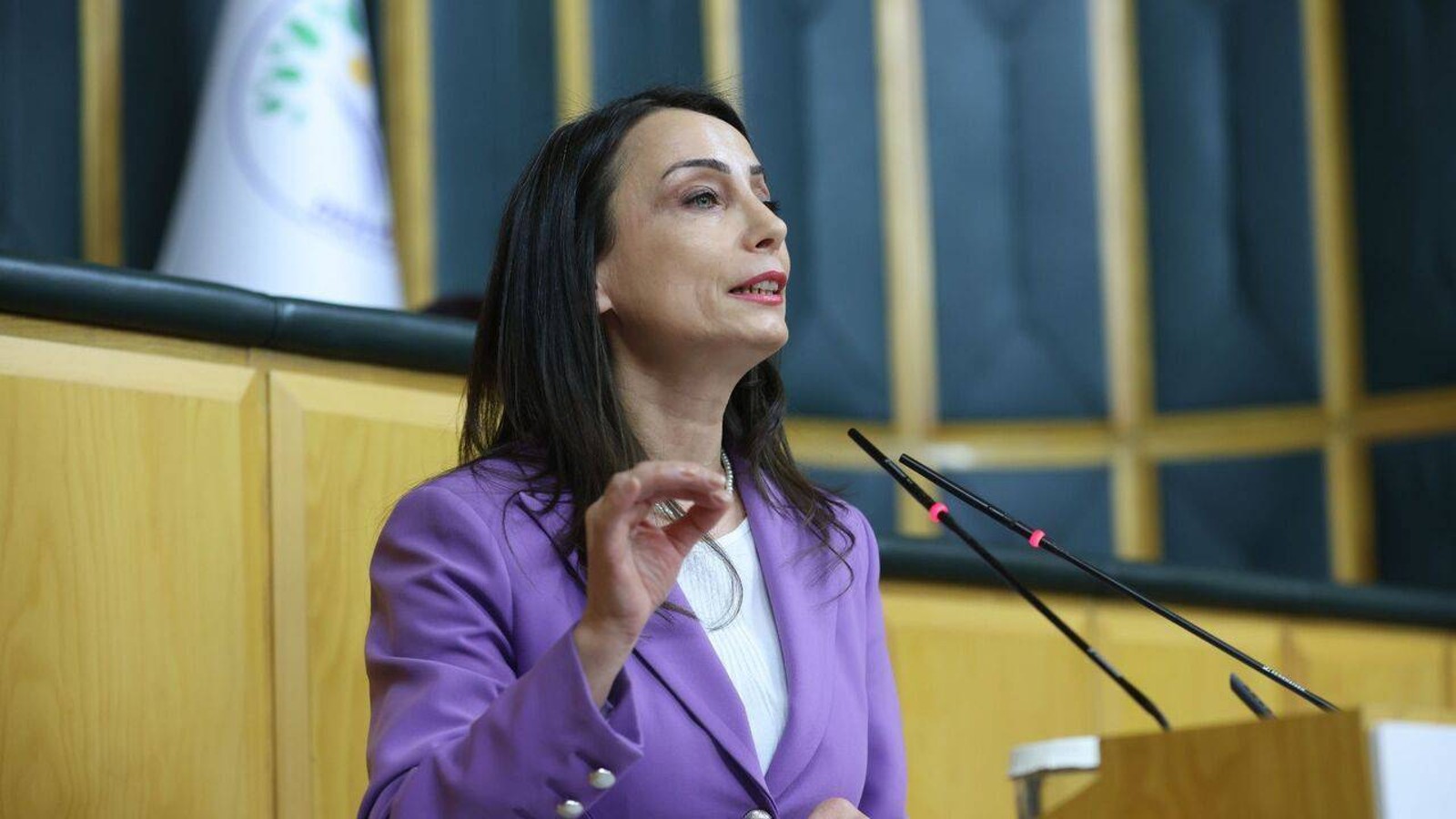 Tülay Hatimoğulları grup toplantısında konuşuyor