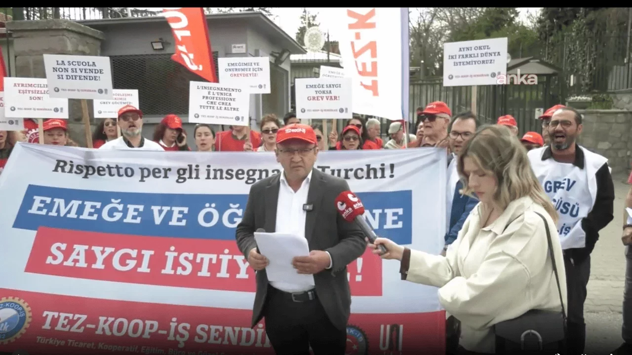 İtalyan Lisesi öğretmenlerinin grevi 80’inci gününde: Elçilik önünde açıklama