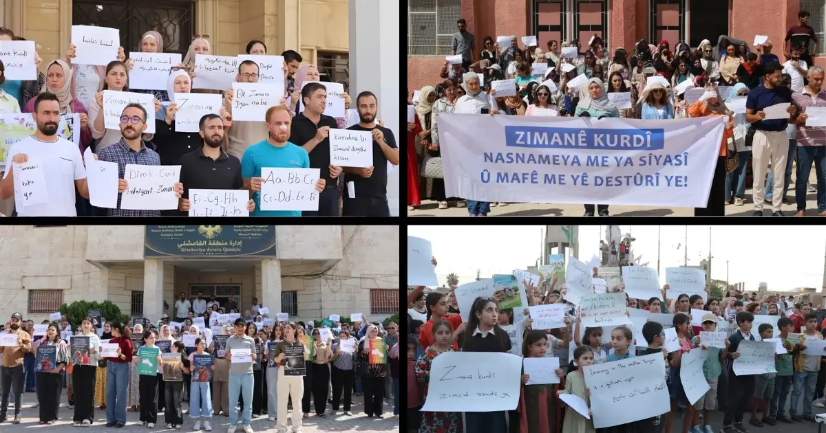 Kuzey ve Doğu Suriye kentlerinde Kürtçe eğitim protestoları
