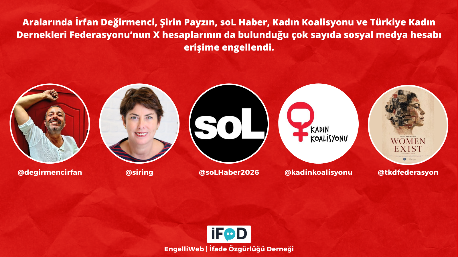 İrfan Değirmenci, Şirin Payzın, soL Haber ve kadın örgütlerinin hesaplarına erişim engeli