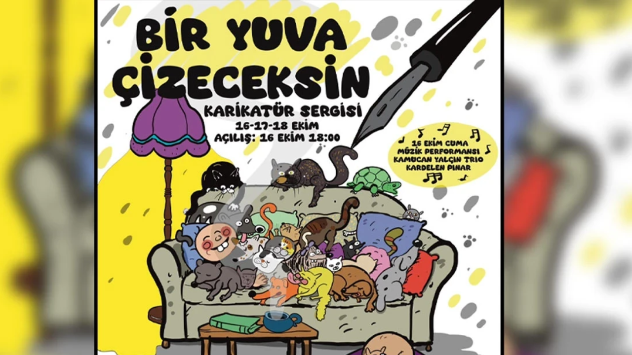 Tokatlıyan Han, 69 karikatüristin imzasıyla ‘Bir Yuva Çizeceksin’ sergisine ev sahipliği yapıyor